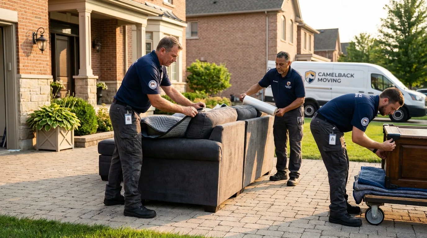 Large estate moving crew wrapping furniture in Broomfield, CO